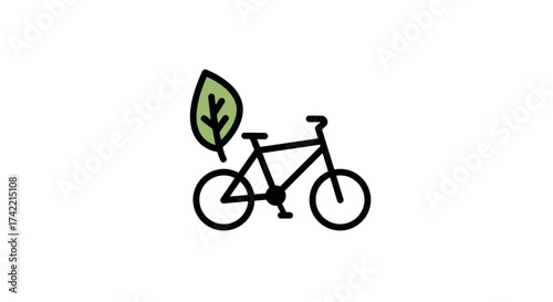 Ecofriendly bicycle with green leaf symbol for sustainable transport.