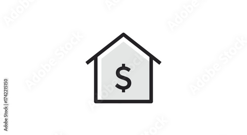House with dollar sign icon representing real estate finance and property value.