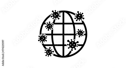 Global pandemic coronavirus spread worldwide icon illustration.