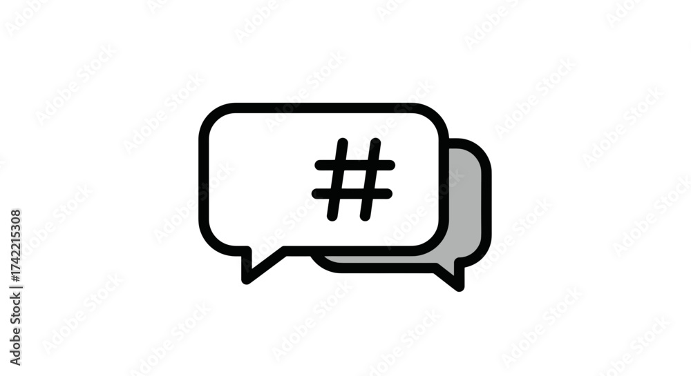 Fototapeta premium Hashtag symbol in speech bubble social media communication icon.