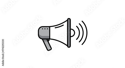 Megaphone icon for public announcement and communication message.