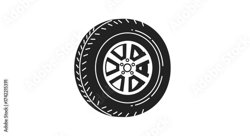 Automotive Wheel and Tire Graphic Illustration for Vehicle Design.