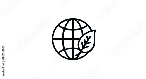 Global environmental protection icon with leaf symbol.