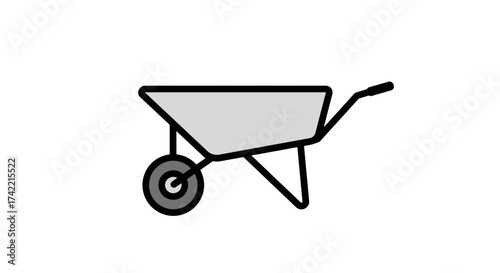 Stylized Wheelbarrow Icon for Gardening and Construction Projects.