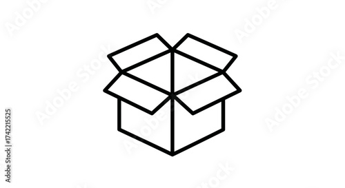 Open cardboard box line icon for packaging and delivery services.