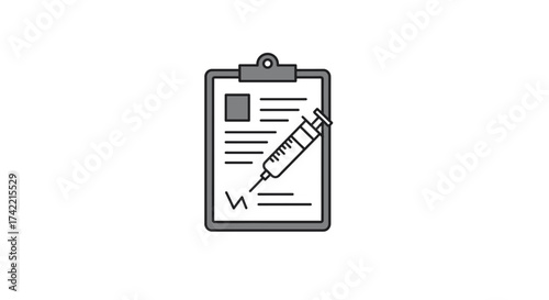 Medical Document with Syringe and Signature for Vaccination Consent Form.