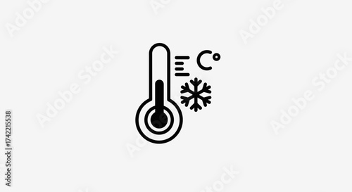 Cold temperature thermometer with snowflake icon showing freezing conditions.