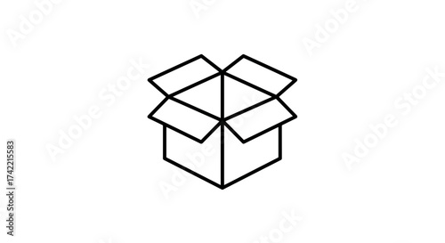 Open cardboard box icon for packaging and delivery services.