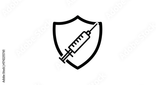 Vaccination shield icon representing immunity and health protection.