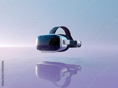 vr headset floating, neutral background