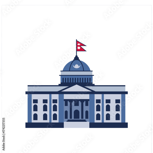 Illustration of the federal parliament of nepal building.