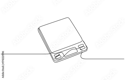 Continuous one line drawing of Digital weigh scale vector illustration isolated on transparent background. Editable outline
