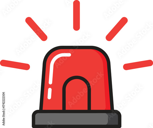 Red flashing warning light icon alert signal emergency notification emergency alert notification symbol danger sign isolated on transparent background