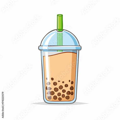 Refreshing Boba Tea Drink Illustration Sweet Bubble Tea Cartoon