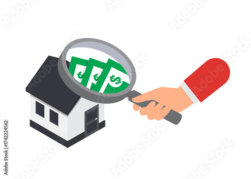 Appraisal and sale of the value of a house or apartment vector stock illustration.