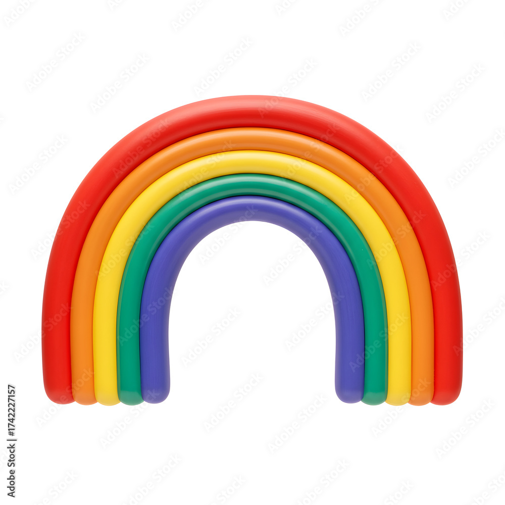 Fototapeta premium colourful 3D render rainbow arc. Isolated on transparent background, png