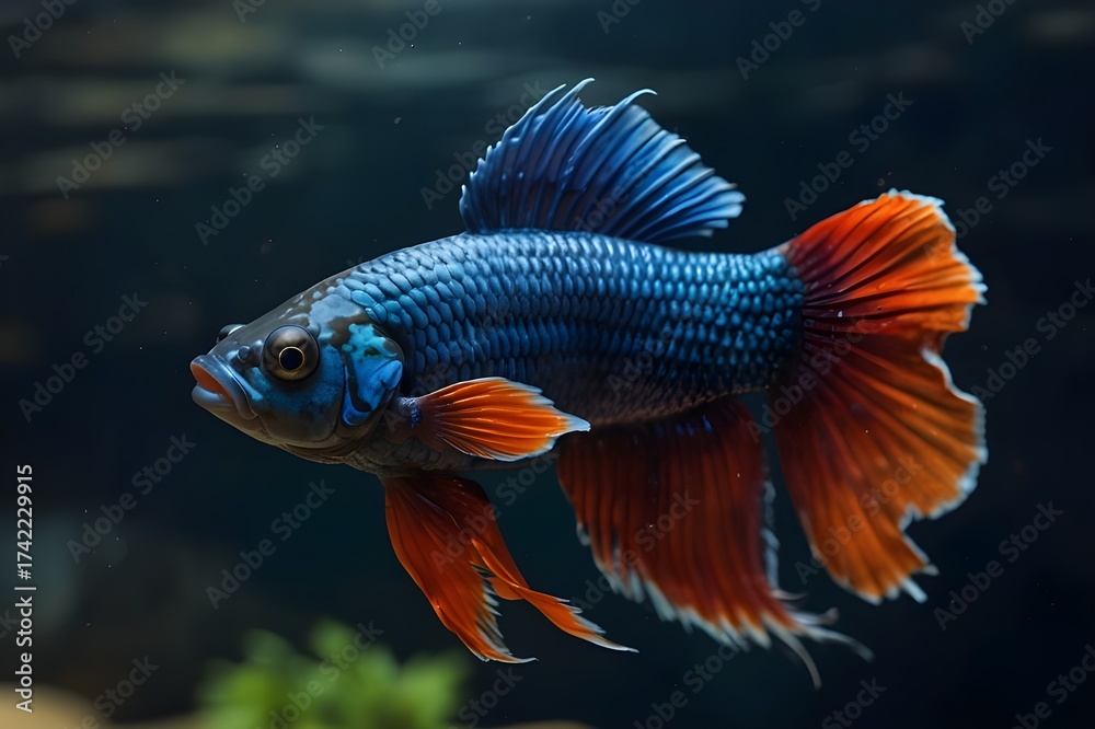 Fototapeta premium tropical fish swimming in aquarium