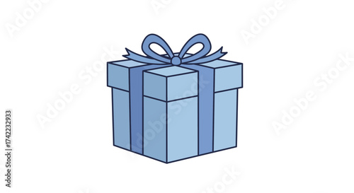 A light blue gift box with a matching ribbon and bow, isolated on a white background.