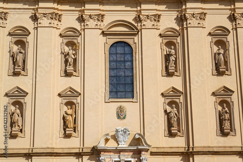 Architectural detail on the pilgrimage Basilica of the Assumption of the Virgin Mary and St. Cyril and Methodius at Velehrad Monastery, Moravia, Czech Republic