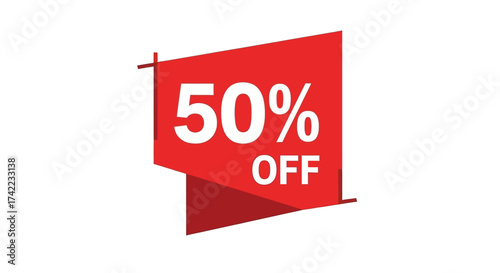 Red promotional banner displaying "50% OFF" in bold white text, indicating a significant discount or sale.