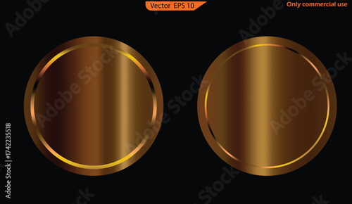 Gold metal frame. Medals Set – Realistic First Place Blank Badges and Buttons Isolated on Transparent Background. My original work. 