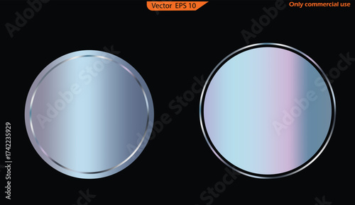 Vector illustration of a circle. Set of metal banners. Set of Silver foil texture background. Realistic silver, gradient mesh. Set of silver foil textures with black background. High resolution.	
