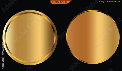 Gold Award Medals Set – Realistic First Place Blank Badges and Buttons Isolated on Transparent Background. My original work. 