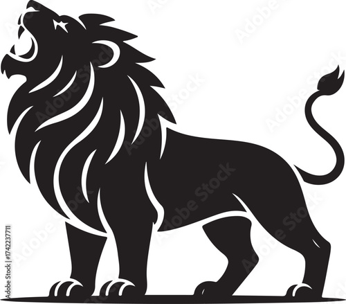 Majestic lion silhouette striking powerful animal illustration