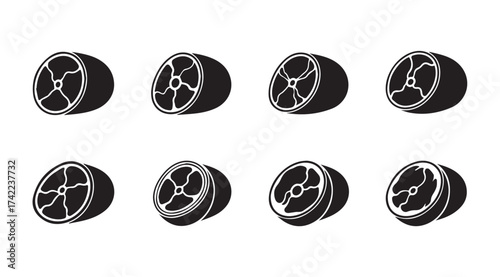Collection of eight detailed sketches of vintage automobile wheels and rims for automotive design vector