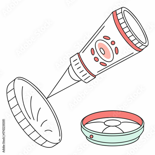 A stylized illustration of a petri dish with a pipette dispensing liquid into it alongside a separate petri dish lid