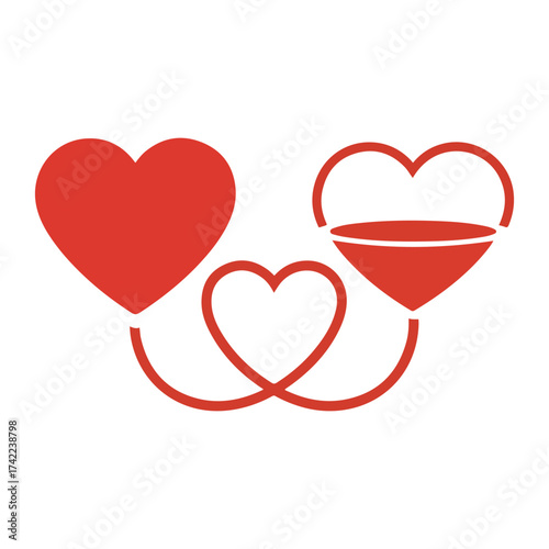 blood donation heart icons for health and care