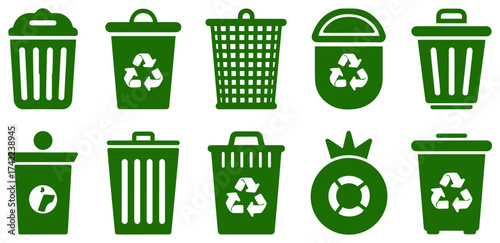 trash can set recycling bin vector