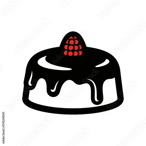 Delicious dessert with chocolate and raspberry topping sweet treat.