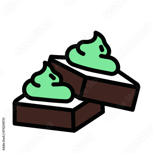 Delicious dessert with green cream on top a sweet treat for enjoyment.