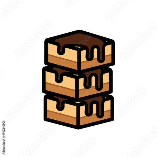 Stacked Brownies with Chocolate Drizzle A Delicious Dessert Treat.