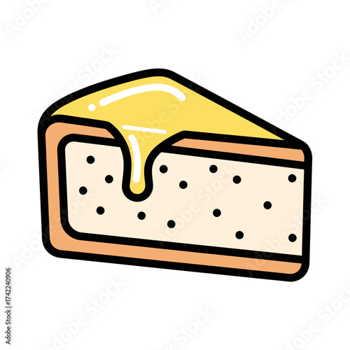 Delicious slice of cheesecake with yellow topping a sweet dessert.