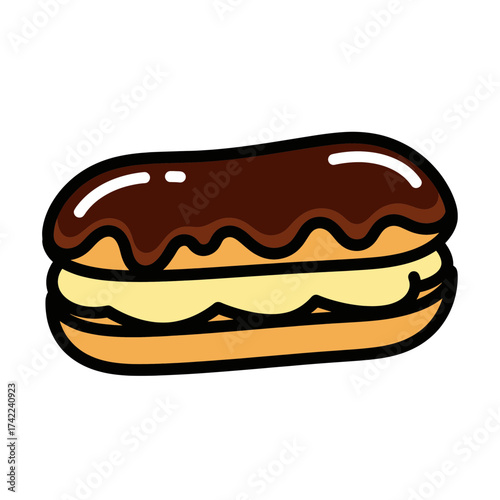 Delicious eclair pastry with chocolate icing a sweet dessert treat.