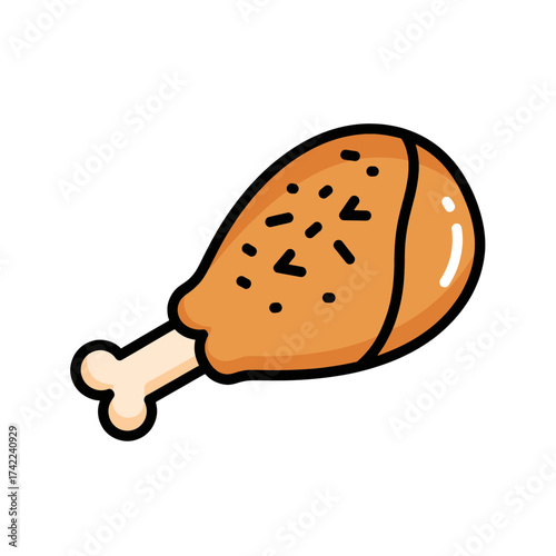 Delicious fried chicken leg with crispy skin and bone tasty food.