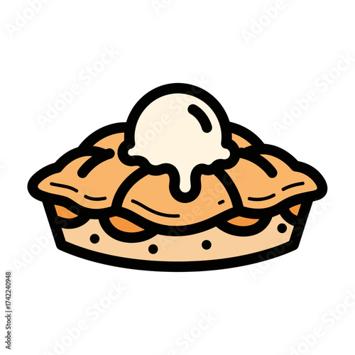 Delicious apple pie with a scoop of vanilla ice cream on top 1.