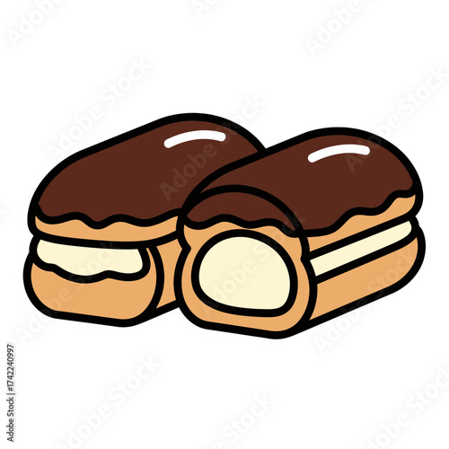 Delicious chocolate eclairs a sweet pastry dessert with cream filling perfect for a treat.