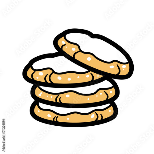 Stack of delicious glazed donuts with white icing and sprinkles.