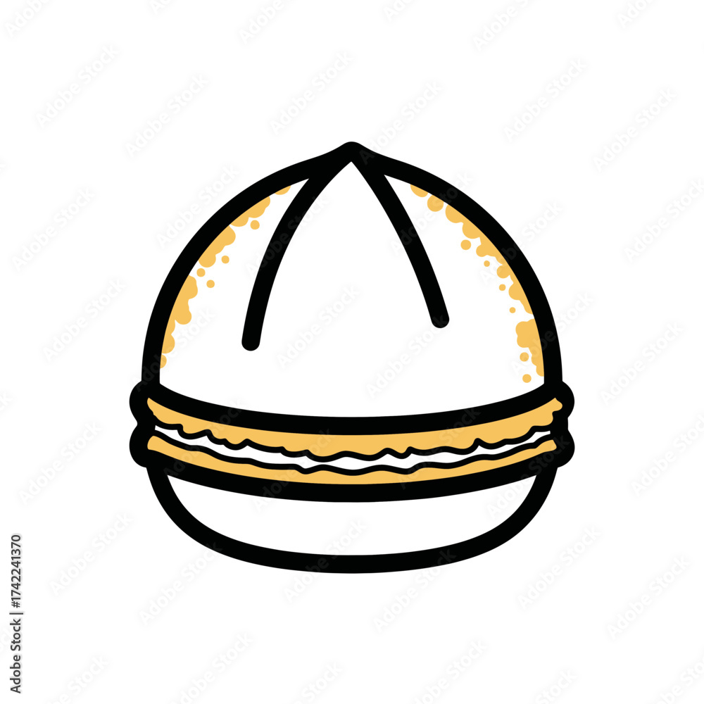 Fototapeta premium Delicious cartoon bao bun with a unique design and appealing colors.