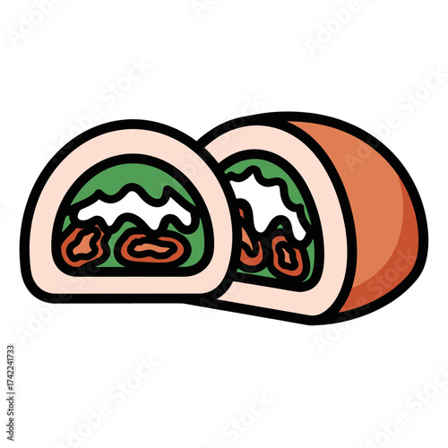 Delicious sushi roll with fresh ingredients and artistic presentation.