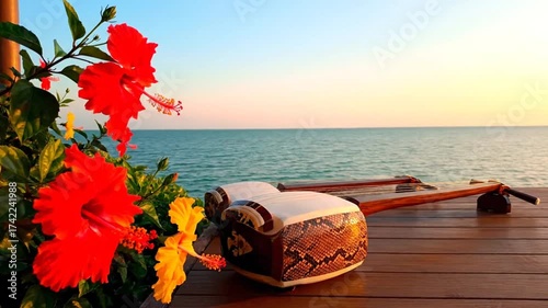 沖縄の海と三線の調べ