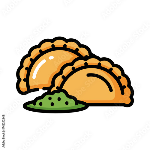 Delicious golden empanadas with green herbs a tasty food illustration.