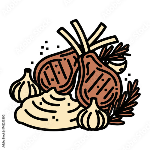 Delicious grilled lamb chops with garlic and rosemary a culinary masterpiece.