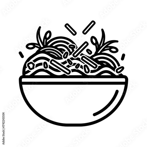 Delicious bowl of noodles with toppings a culinary delight.