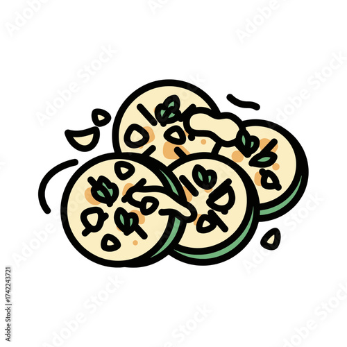 Delicious pizza slices with cheese and herbs a tasty food illustration.