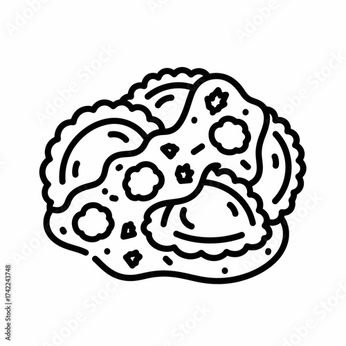 Delicious ravioli pasta dish with a variety of shapes and textures.