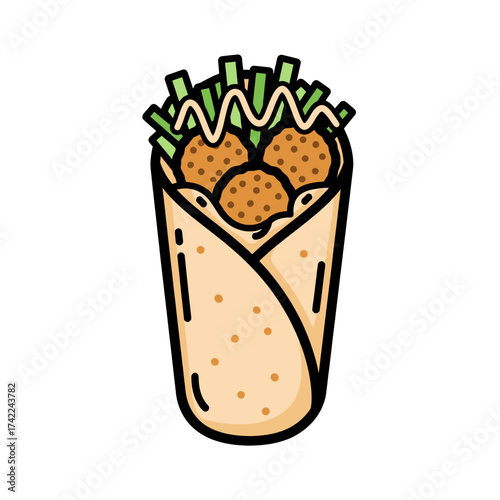 Delicious falafel wrap with fresh ingredients a tasty and healthy meal.